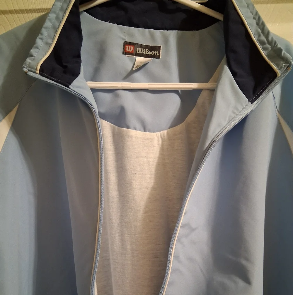 Wilson 2 Piece Tracksuit 16-18W Blue And White Lined Pockets In Both - Picture 2 of 12